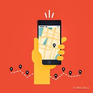Mobile GPS navigation flat illustration